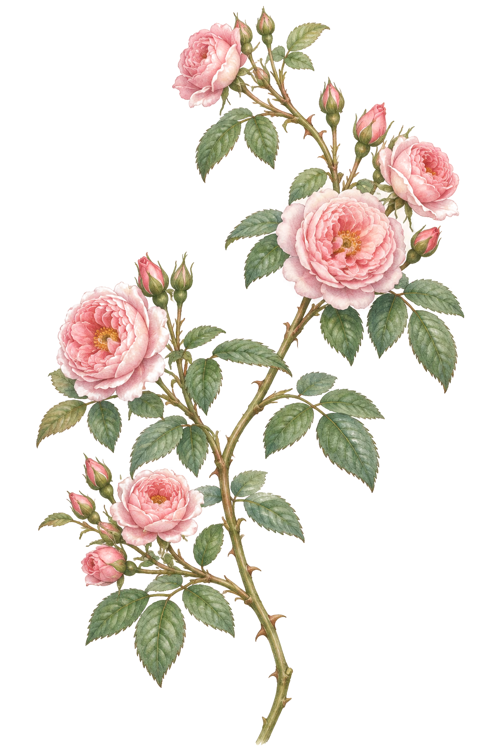 Climbing Rose botanical illustration