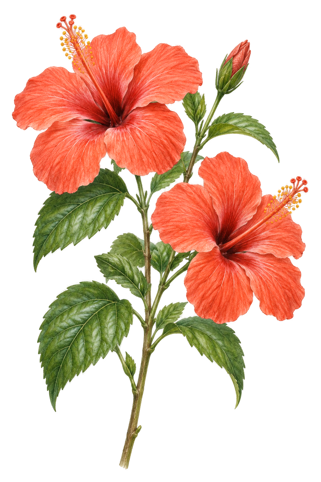 Hibiscus botanical illustration