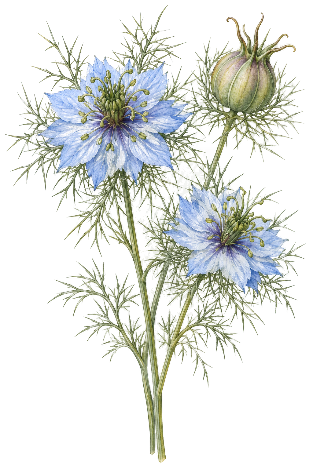 Nigella botanical illustration