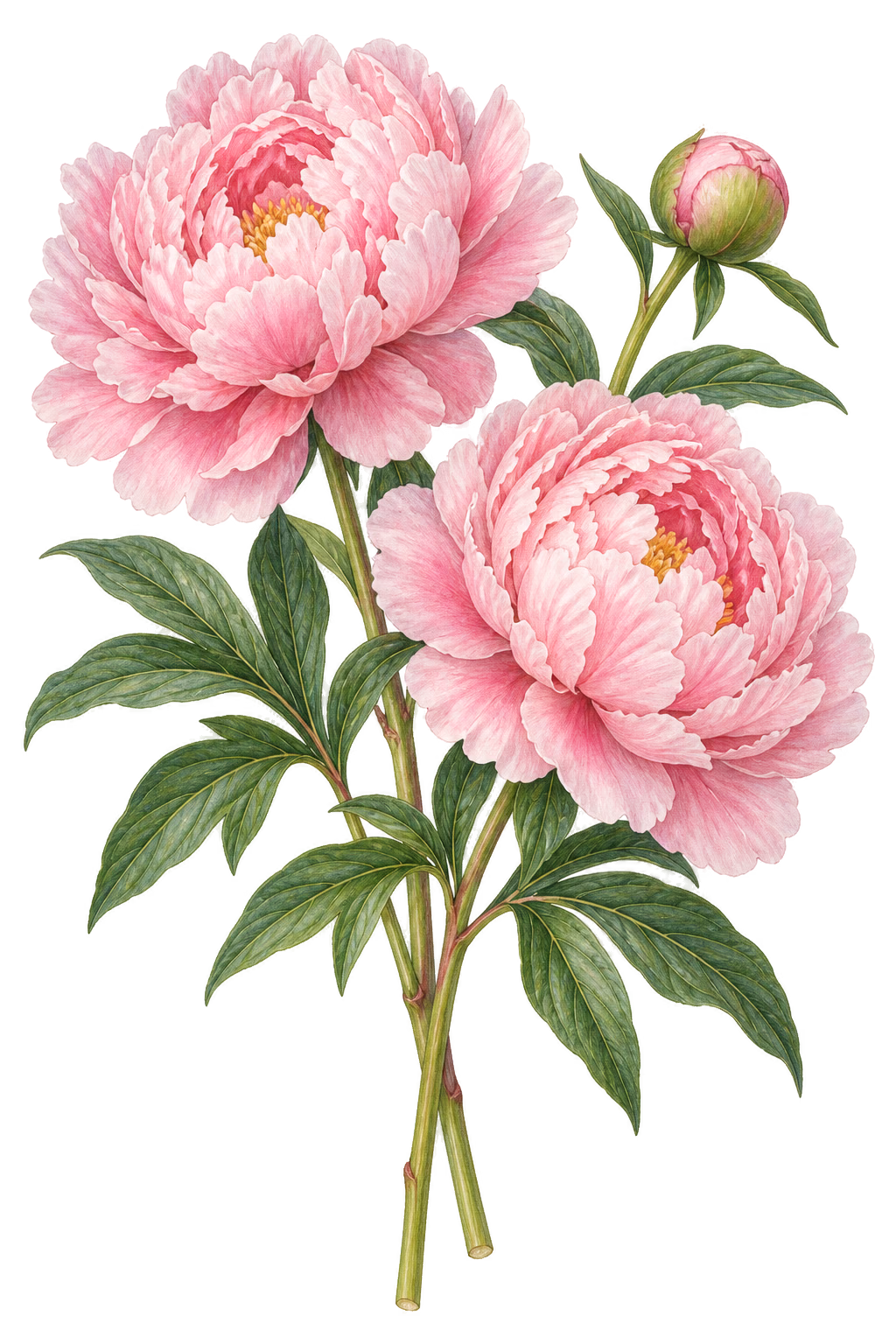 Peony botanical illustration