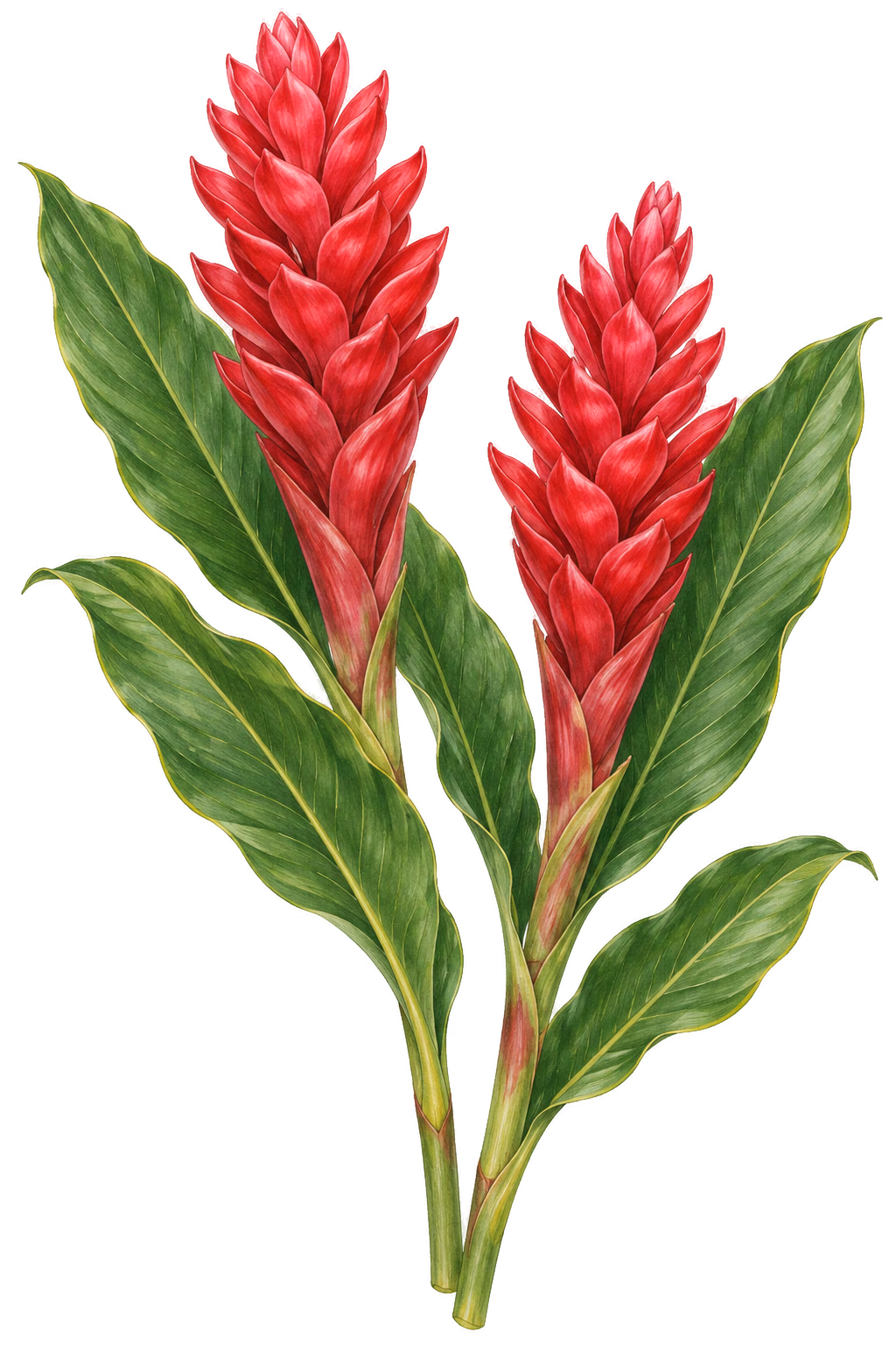 Red Ginger botanical illustration