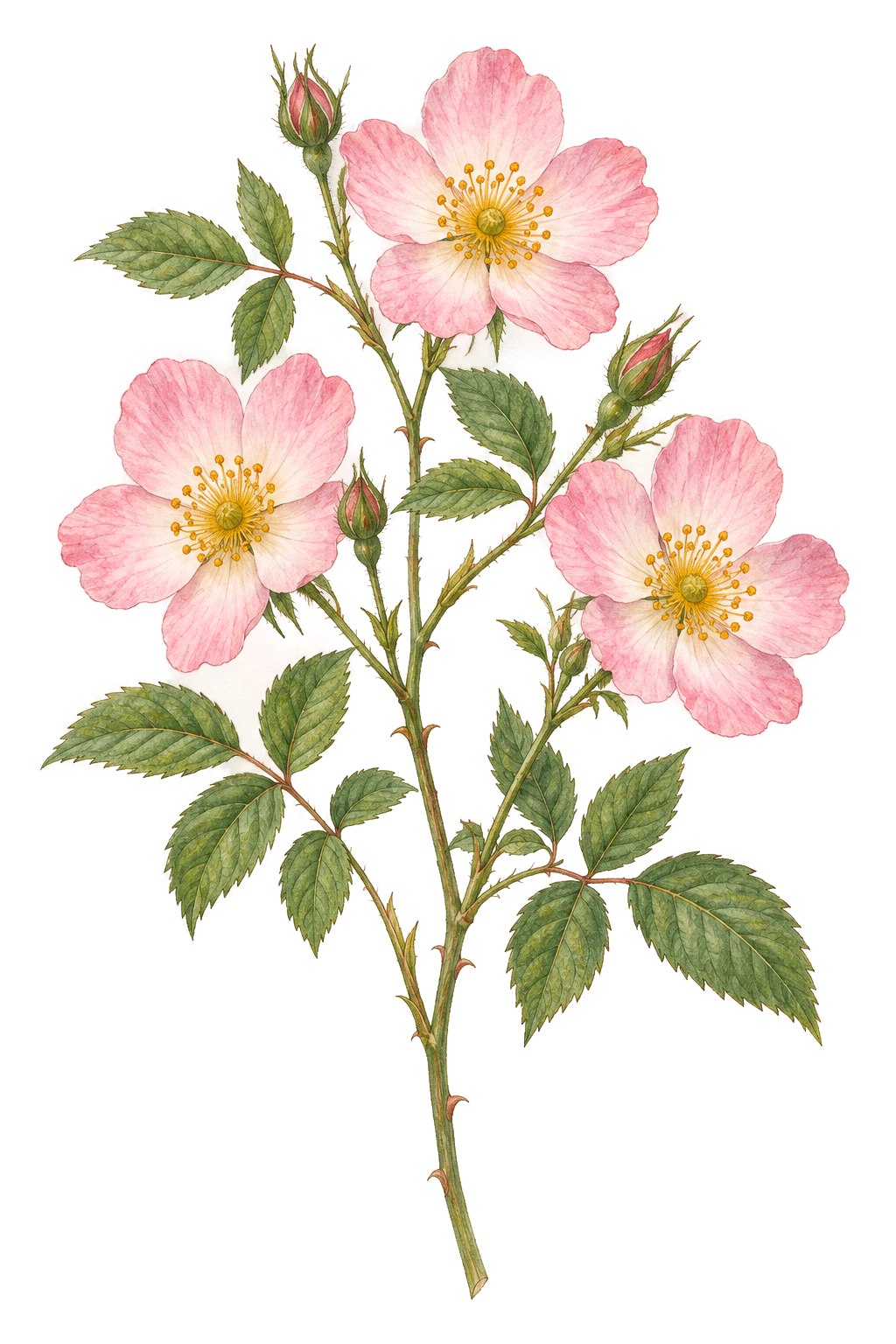 Wild Rose botanical illustration